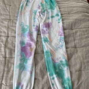 Women Tie Dye Sweatsuit Long Sleeve Sweatpants 2 Pcs Lounge Jogger Set - Medium